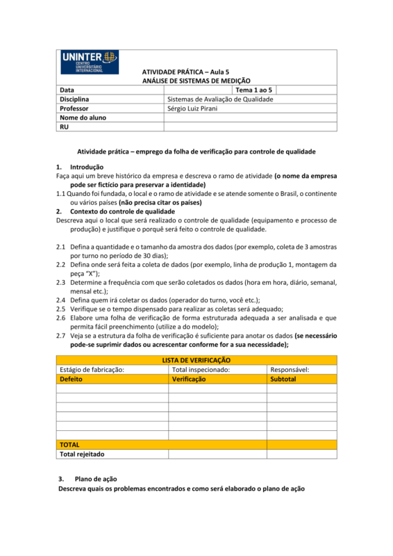 ATIVIDADES PRÁTICAS UNINTER – Cavalini