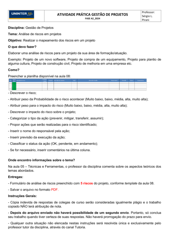 Atividades Práticas – Uninter – Cavalini
